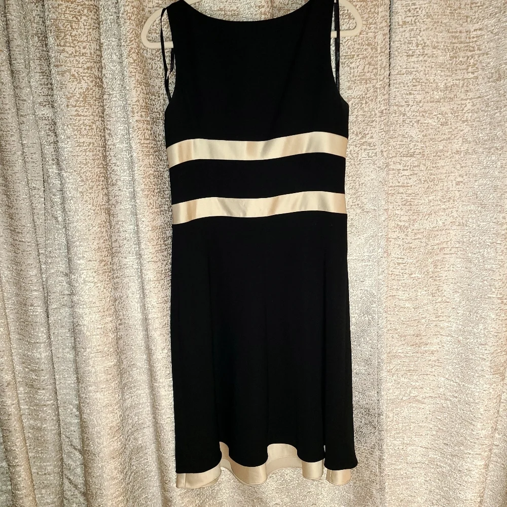 Ann Taylor Black and Cream Midi Dress - Picture 2 of 8
